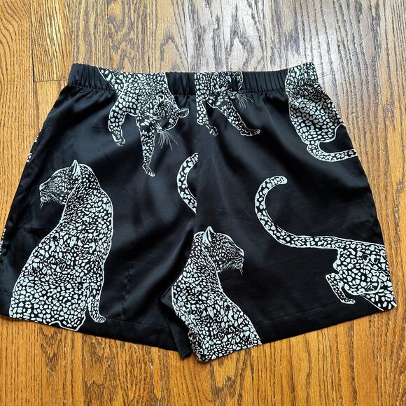 Victoria's Secret Satin Shine Patch Black Leopard Bling Shorts Boxer Pajama SM - Picture 5 of 10